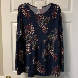 NAVY FLORAL BABYDOLL TOP